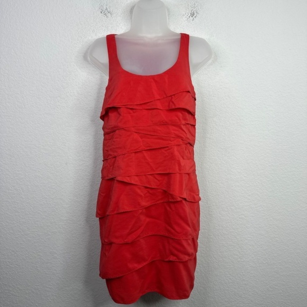 Shoshanna Dress Womens Size 4 Red Silk Ruffled Layered Sleeveless Romantic Flowy